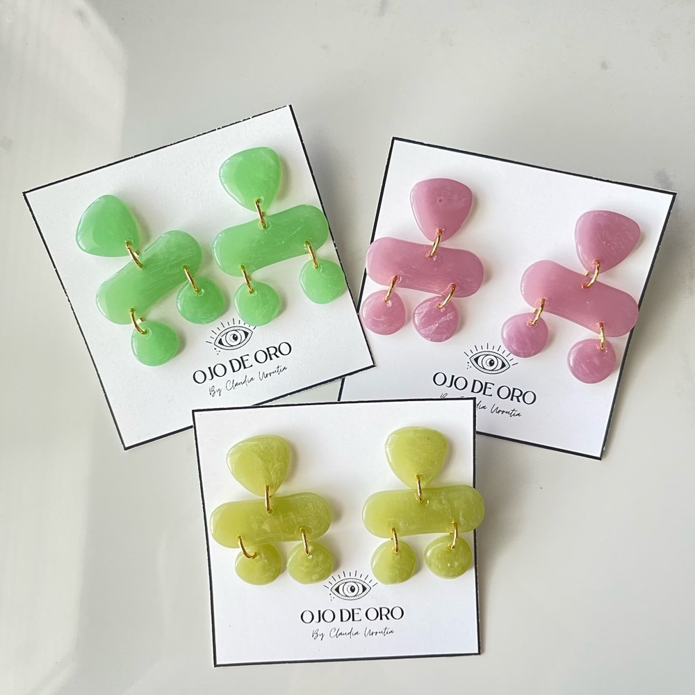 Translucent Organic shaped earrings made of polymer clay